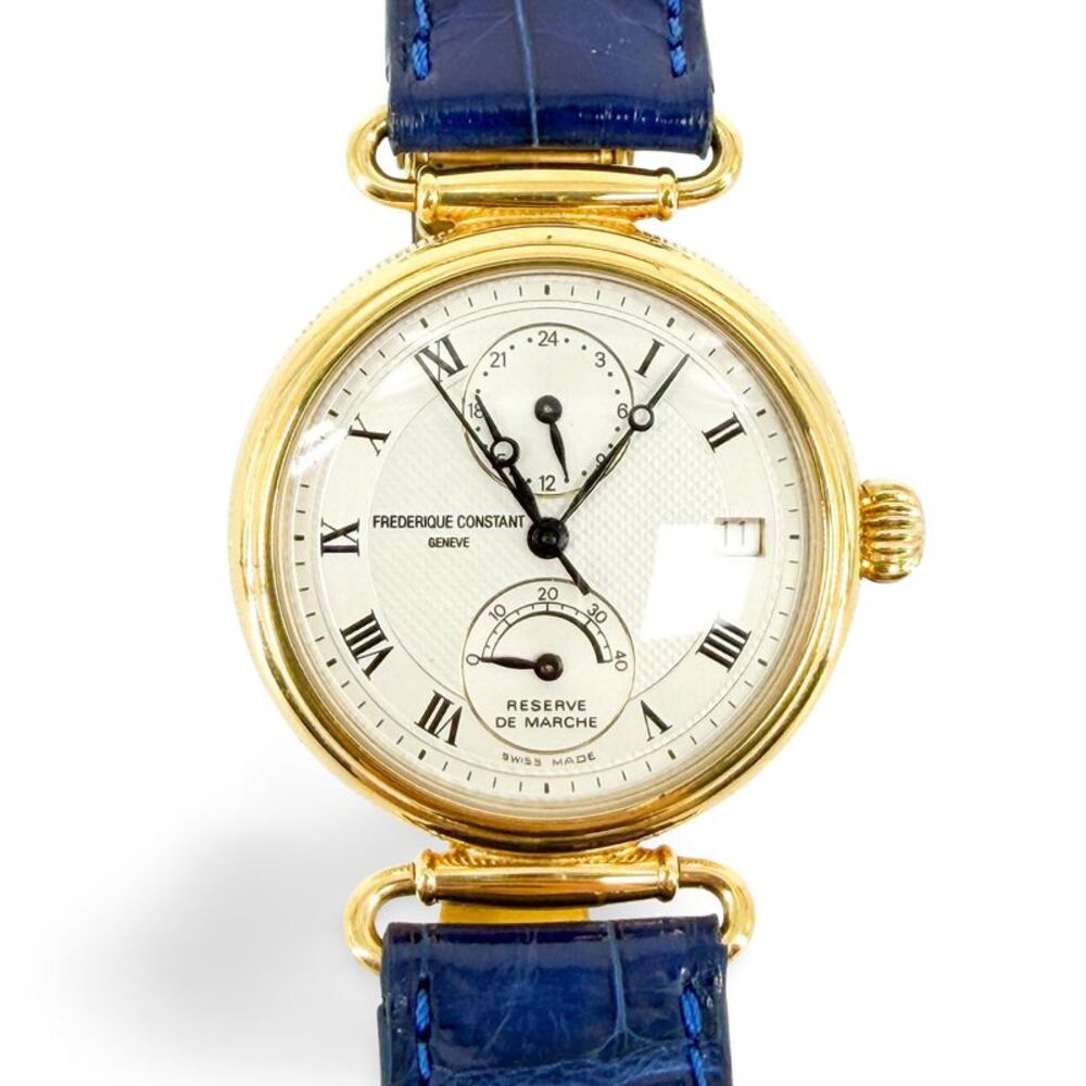 Frederique Constant Classic Power Reserve GMT Gold Blue Strap